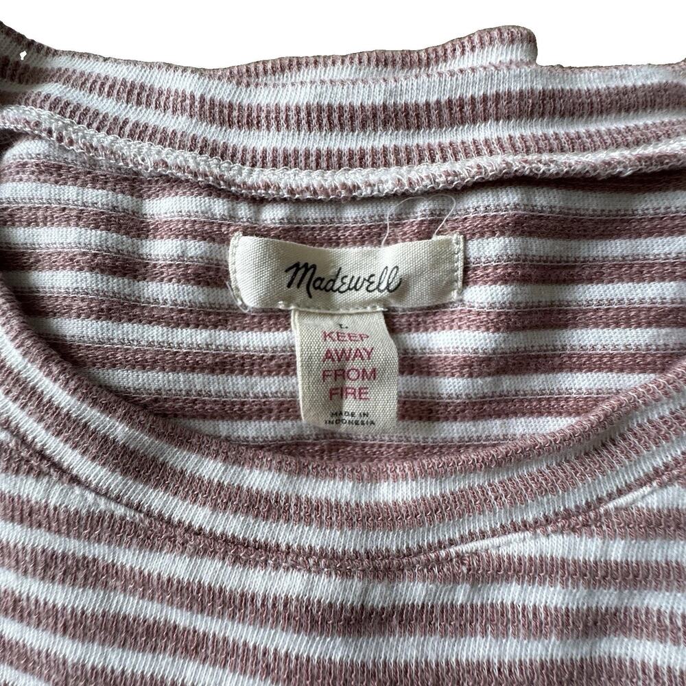 Madewell Striped Saunter Lounge Top Faded Mauve Womens Large #NC771